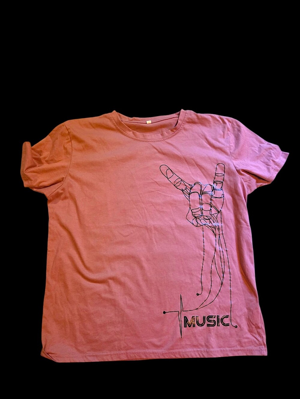 Shein T Shirt Graphic Tee Short Sleeve Solid Salmon Pink Unisex Size XL